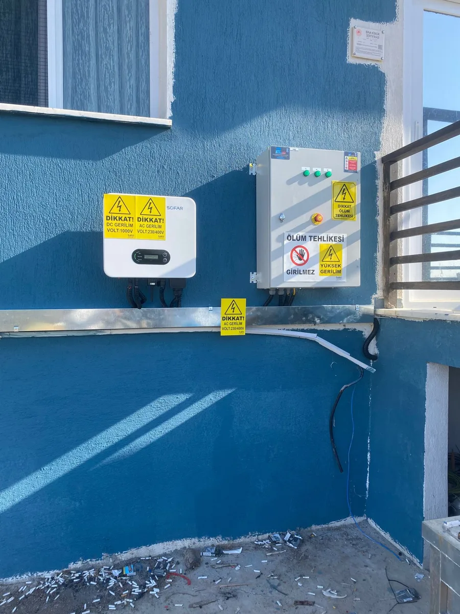 Sofar on-grid inverter ve GES panosu - Denizli Tavas dış cephe kurulumu